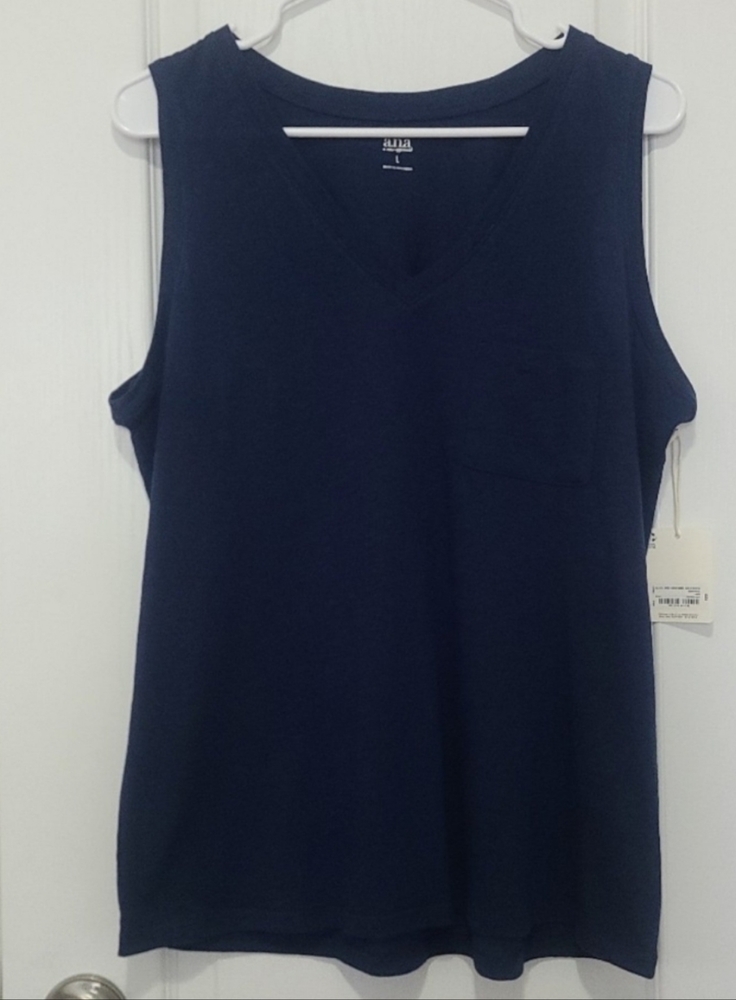 - a.n.a NWT navy blue tank top size L